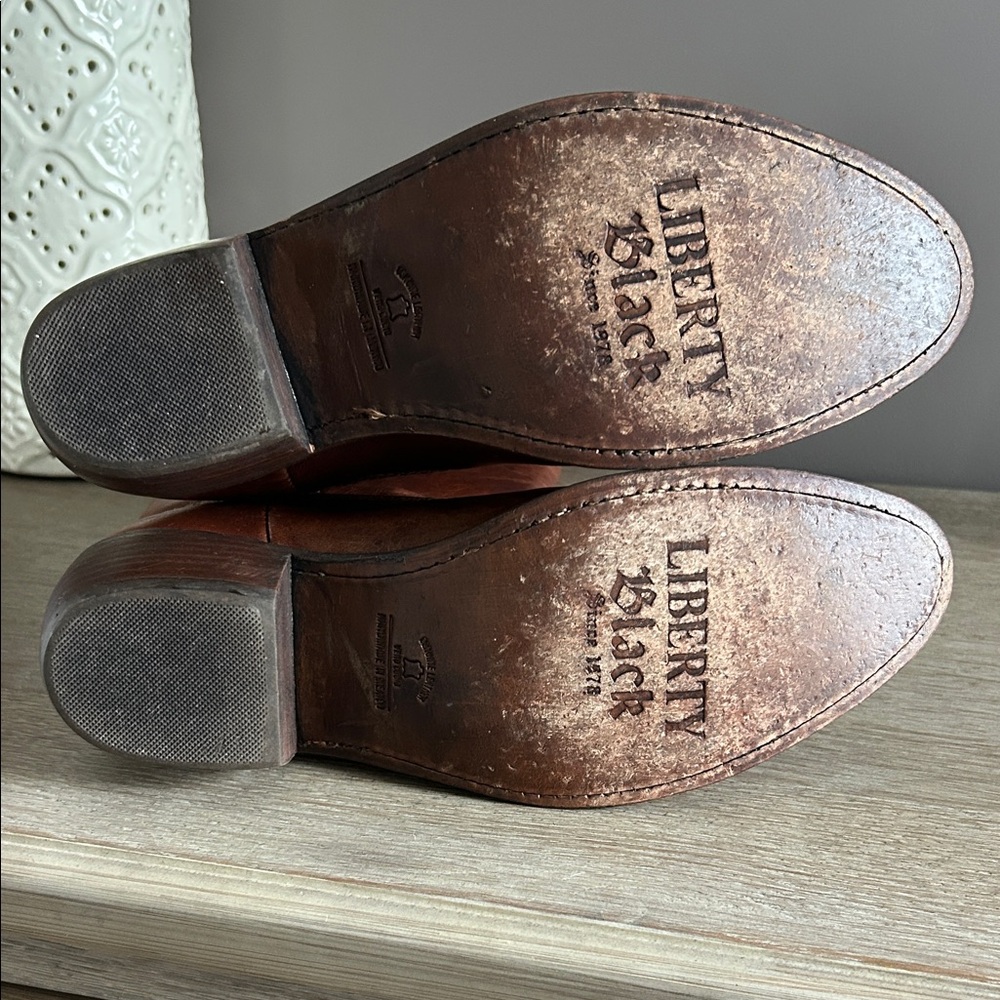 LIBERTY Black Brown Leather Boots, worn once, factory distressing - Picture 10 of 10
